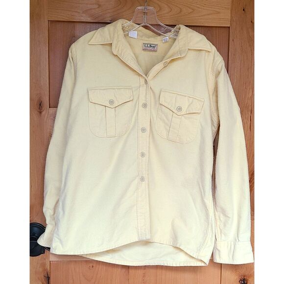 LL Bean 100% Cotton Flannel Butter Yellow Sz 16 LARGE Button Down Heritage Cabin - Picture 1 of 6